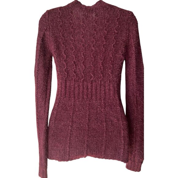 Arizona Wine Red V Neck Fitted Fuzzy Knit Sweater Sz S Y2K Goblincore Whimsigoth - Picture 4 of 14